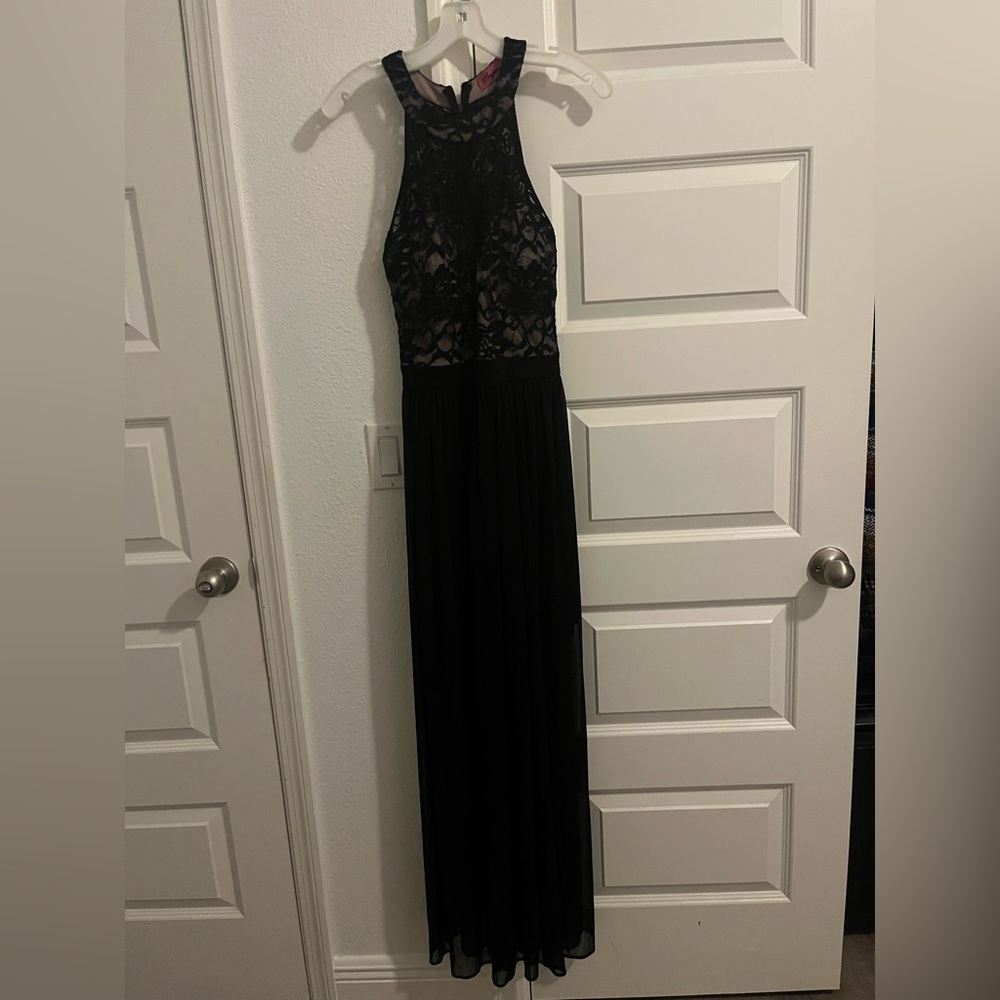 Morgan & Co Black Halter Gown Cocktail Dress